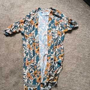 DR2 Teal & Orange Floral Kimono | M/L